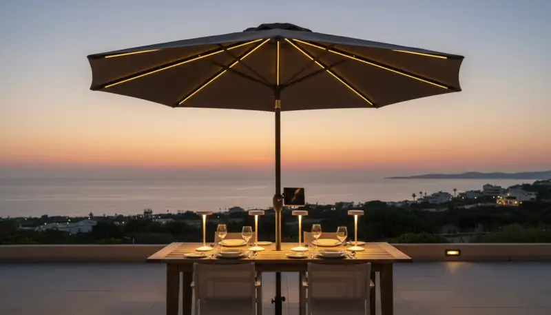Sonnenschirm Beleuchtung: Licht für laue Nächte