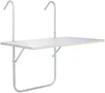 Spetebo Balkontisch klappbar 60x40 cm - Balkonhängetisch in weiß - neigbar, wetterfest und bis 20 Kg belastbar