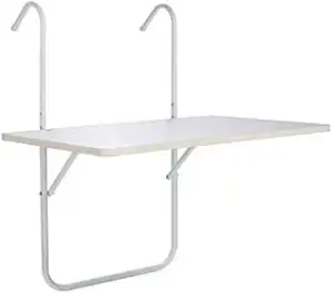 Spetebo Balkontisch klappbar 60x40 cm - Balkonhängetisch in weiß - neigbar, wett
