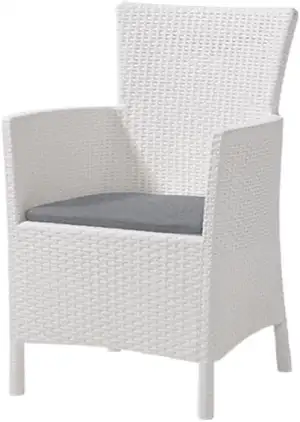 Allibert Dining Sessel Iowa, Weiß, Stuhl Kunststoff, bequeme und robuste Kunstst