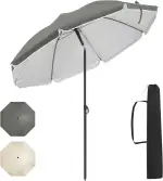 WOLTU Sonnenschirm Balkon Ø135cm, UV-Schutz Strandsonnenschirm UPF 50+, Höhen- und Neigungsverstellbar, Tragetasche, Runder Gartenschirm für Balkon, Garten, Strand, Dunkelgrau