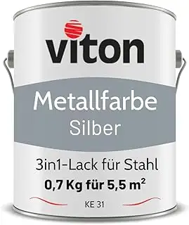 Viton Metallfarbe in Silber - 0,7 Kg Metall-Schutzlack Seidenmatt - Dauerhafter 