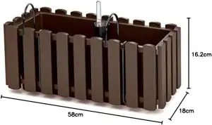 Blumenkasten Blumentopf Balkonkasten Latten-Optik mit Halterungen Wasserspeicher