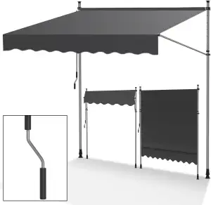 Klemmmarkise Balkon ohne Bohren, markise Balkon 200cm breit mit Handkurbel, Höhe