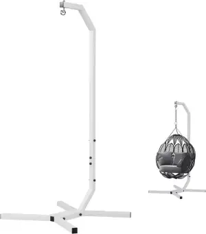 QLS Hängesessel Gestell aus Stahl mit Haken 203 cm Stabil bis 100 kg Outdoor Wei