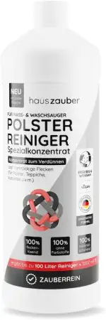 hauszauber - NEU Waschsauger Polsterreiniger [EXTRA REIN] - 1000 ml Konzentrat - Ideal für Waschsauger, Nasssauger - Teppichreiniger, Für Autositze, Teppiche, Couch, Sessel, schaumarm mit Frischeduft