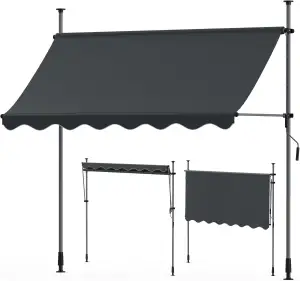 Huracan Klemmmarkise Balkon 200x120cm, Markise Einziehbar aus Polyester, Balkon 
