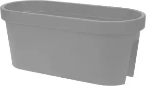 Spetebo Balkon Geländer Blumenkasten oval 60 cm - grau - Kunststoff Pflanztopf zum Einhängen - Ga...