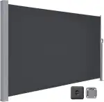 LARMNEE Seitenmarkise mit Stahl-Kasten, ausziehbar, 160 x 450 cm, Rostbeständig, Windschutz, Sonn...