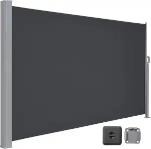 LARMNEE Seitenmarkise mit Stahl-Kasten, ausziehbar, 160 x 450 cm, Rostbeständig,