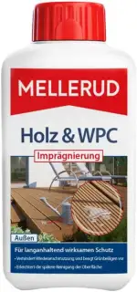 MELLERUD Holz & WPC Imprägnierung | 1 x 0,5 l | Wirksamer Langzeitschutz von Holz-, WPC- und BPC-Flächen im Außenbereich