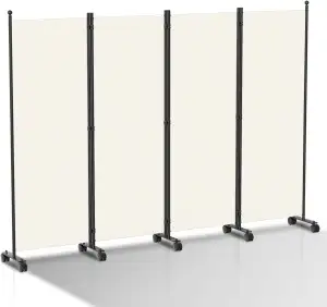 Paravent Raumteiler auf Rollen, Raumteiler Klappbar Freistehend 4 Teilig 228 x 1