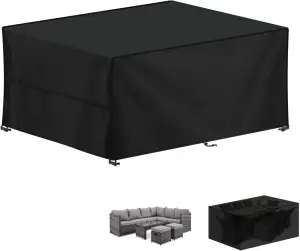 LAMUNI Abdeckung für Gartenmöbel, Wasserdicht Abdeckplane Gartenmöbel, 420D Oxford Gewebe Loungemöbel Abdeckung, Winterfest Schutzhülle für Sitzgruppe, Gartenlounge, Rattanmöbel, 250x140x100cm