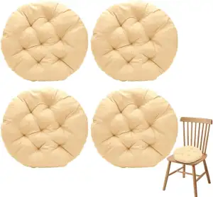 4er Set Sitzkissen Rund, 40 cm Ø - Bequemes Stuhlkissen für Stuhl, Boden, Indoor & Outdoor - Sitzpolster für Esszimmer, Garten, Lounge (Sand)