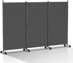 Paravent Raumteiler Klappbar Freistehend auf Rollen - Trennwand, Umkleide Sichtschutz 3 Teilig 26...