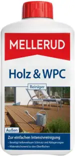 MELLERUD Holz & WPC Reiniger | 1 x 1 l | Zuverlässige Tiefenreinigung von Allen Holz-, WPC- und BPC-Arten im Innen- und Außenbereich
