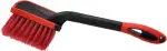 NIGRIN Performance Auto-Waschbürste, gründliche & schonende Reinigung von Fahrzeugen, auch für empfindliche Lacke, gummiummantelter Bürstenkopf, 38 cm Länge, rot/schwarz, 1 Stück