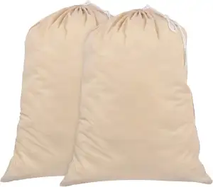Wäschesack 2er-Set - 71 x 91 cm, 100% Baumwolle, strapazierfähiger Wäschesammler