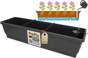 XXL Balkonkasten Venezia 80 cm Anthrazit mit Wasserspeicher incl. Wasserstandsan