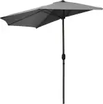 Spetebo Sonnenschirm 270 cm mit Kurbel halbrund Halbschirm mit 5 Rippen wasserabweisend - Wandschirm Balkonschirm Terrassenschirm Sonnenschutz Schirm raumsparend