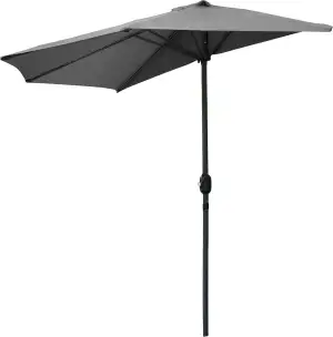 Spetebo Sonnenschirm 270 cm mit Kurbel halbrund Halbschirm mit 5 Rippen wasserab