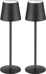 2 Stück LED Dimmbare Akku Tischlampe Kabellose, Wiederaufladbar Warme Lichtfarbe 3000K Tischleuch...