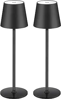 2 Stück LED Dimmbare Akku Tischlampe Kabellose, Wiederaufladbar Warme Lichtfarbe 3000K Tischleuch...