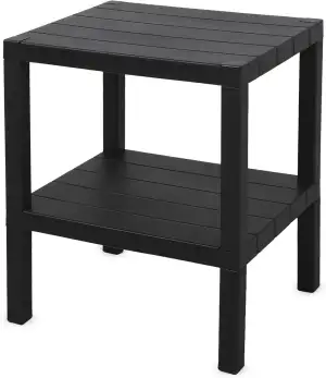 Spetebo Kunststoff Beistelltisch klein in anthrazit mit 2 Ablagen - 45 x 38 cm -