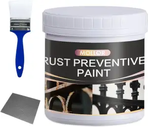 2-in-1 Rostumwandler & Metall Grundierung, 0.5kg Schwarz Rostschutz Farbe für Me