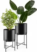 tectake® Pflanzenständer 2er Set, Blumenständer, Metall Blumentopf, abnehmbare Übertöpfe, Blument...