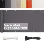 Balkon Sichtschutz Ohne Bohren, Blickdichte (Viele Längen & Höhen Zur Auswahl) Pes Balkonumrandung für Terrasse Garten Zaun, Windschutz UV-Schutz- 50cm x 200cm, Anthrazit