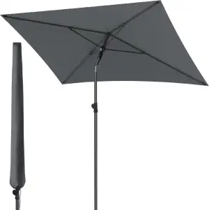Menz Sonnenschirm Balkon Anthrazit, inkl. Sonnenschirmhülle - UPF 50+ Sonnenschi