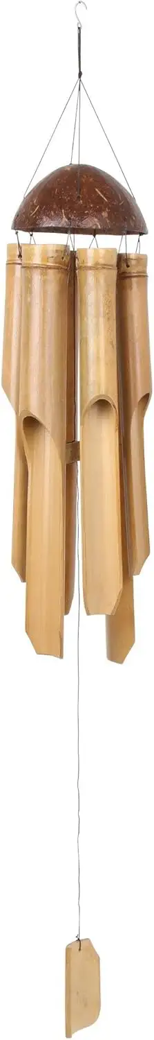 Bambus-Windspiel mit Kokosnuss (30), Klangspiel für draußen, den Balkon und den 
