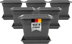 6er Set Pflanzkübel Groß Außen, Blumentopf Gross 40x40 cm, 46 Liter,, Pflanzento