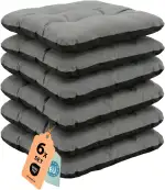 Outdoor Sitzkissen Stuhlkissen - 6er Set - 45 x 45 cm - Made in EU, Wasserdichtes & UV-beständig Gartenkissen - Stuhlauflage Stuhlpolster für Balkonstühle - Grau
