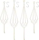 Flintronic 4er Set Makramee Blumenampel, Baumwollseil Hängeampel Hängetopf für Pflanzen mit 4Pc S Metallhaken für Innen, Garten, Wohnzimmer，Außen, Balkon, Fenster, Balkone Wanddekoration