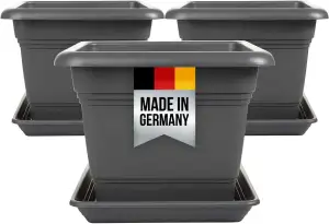 3er Set Pflanzkübel Groß Außen, Blumentopf Gross 40x40 cm, Pflanzentopf Blumento