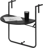 WOLTU Balkonhängetisch, Balkontisch zum Hängen, Hängetisch klappbar Beistelltisch Gartentisch, Klapptisch mit 3 Höhen, 2 Tassenhalterungen, in Rattan-Optik, 59,5x39 cm Schwarz
