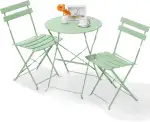LIFERUN Gartenmöbel Bistro Set Metall, Bistro Set Klappbar 3 Teilig, Balkonset 2 Klappstuhl 1 Klapptisch, Balkonmöbel Klappbar, Wetterfest, Sitzgarnitur, Balkonmöbel Set für Balkon und Garten, Grün