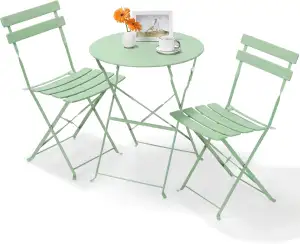 LIFERUN Gartenmöbel Bistro Set Metall, Bistro Set Klappbar 3 Teilig, Balkonset 2