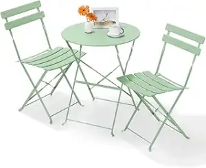 LIFERUN Gartenmöbel Bistro Set Metall, Bistro Set Klappbar 3 Teilig, Balkonset 2