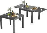 TRIUMPHKEY Gartentisch Ausziehbar, Gartentisch Wetterfest mit Aluminium, 80/160 x 75cm Esstisch A...