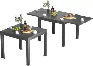 TRIUMPHKEY Gartentisch Ausziehbar, Gartentisch Wetterfest mit Aluminium, 80/160 