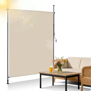 Klemmmarkise Senkrechtmarkise außen 120x305cm Ausziehbar | Vertikalmarkise mit H