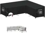 Lounge Abdeckplane für L Form Gartenlounge Abdeckung L-Form Loungemöbel Abdeckung Wasserdicht für Polyrattan Lounge Rattan Gartenmöbel Set UV-Beständiges 420D Oxford Gewebe 240x180x90x80/60cm