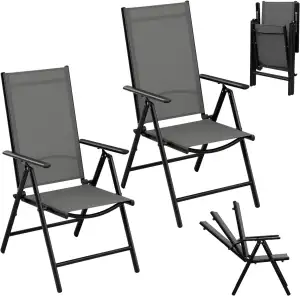 eSituro 2er Gartenstuhl Hochlehner Klappbar 7-Fach Verstellbare Rückenlehne Klappstühle 150 kg Be...