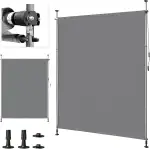 LEADZM Klemmmarkise Senkrechtmarkise 200x305cm,Ausziehbar & Blickdicht, UV-Schutz 50+ & Wasserfest, Ohne Bohren mit Handkurbel für Garten, Terrasse, Balkon&Wohnzimmer,Grau