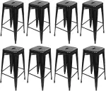 homewell Barhocker 8er Set, Industrial Stehhocker Eisen 76 cm, Stapelbar Bistrohocker mit Fußstütze, Retro Tresenhocker für Esszimmer Balkon Bistro Bar (8, Schwarz)