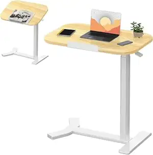 SANODESK Pneumatischer höhenverstellbarer Beistelltisch – 90° klappbare Tischplatte, flexibel als...