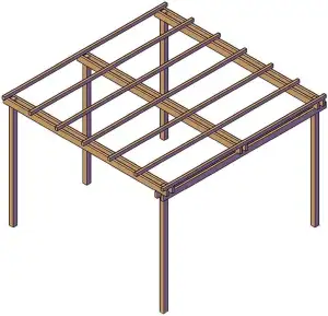 Pergola für den Garten, 240 x 240 cm, aus imprägniertem Kiefernholz, Klasse 4, p